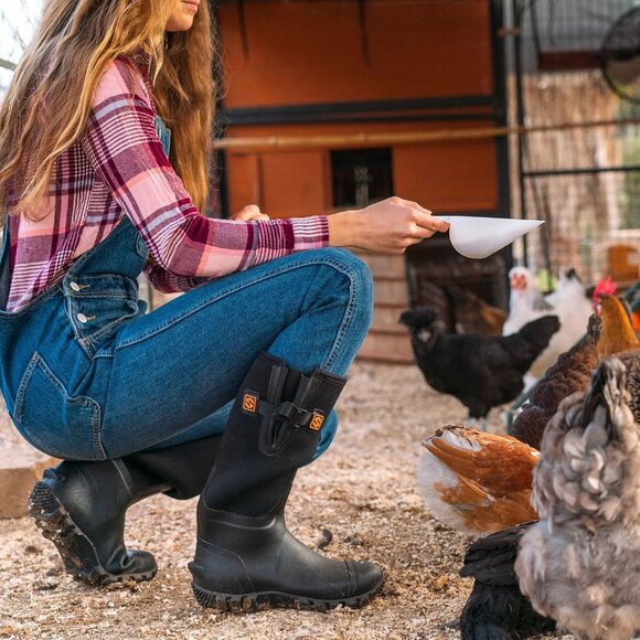 Women's Waterproof Rubber Mid Calf Rain Boots Garden Mud Work Size 7 - Picture 4 of 5